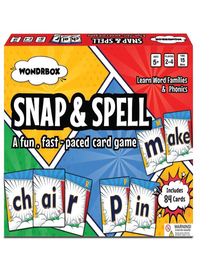 WONDRBOX Educational Card Game - Snap and Spell, Fun Learning Toys & Games for Kids, Learn Word Families & Phonics Activity, Creative Word Play, Gifts for Boys & Girls Ages 5, 6, 7, 8 - Image 1